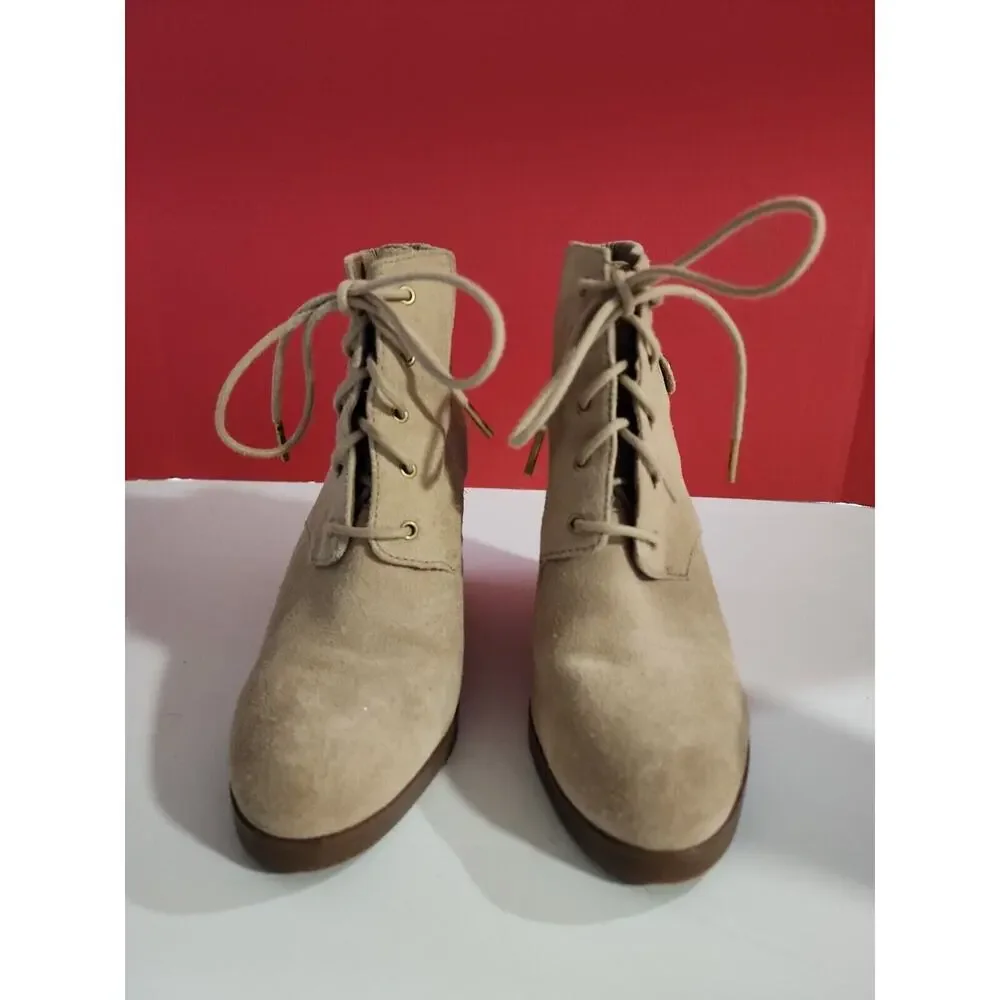 Womens MICHAEL KORS 160260 Beige Suede Wedge Boots sz. 10 M